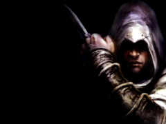 женское изображение мужчины в капюшоне с ножом